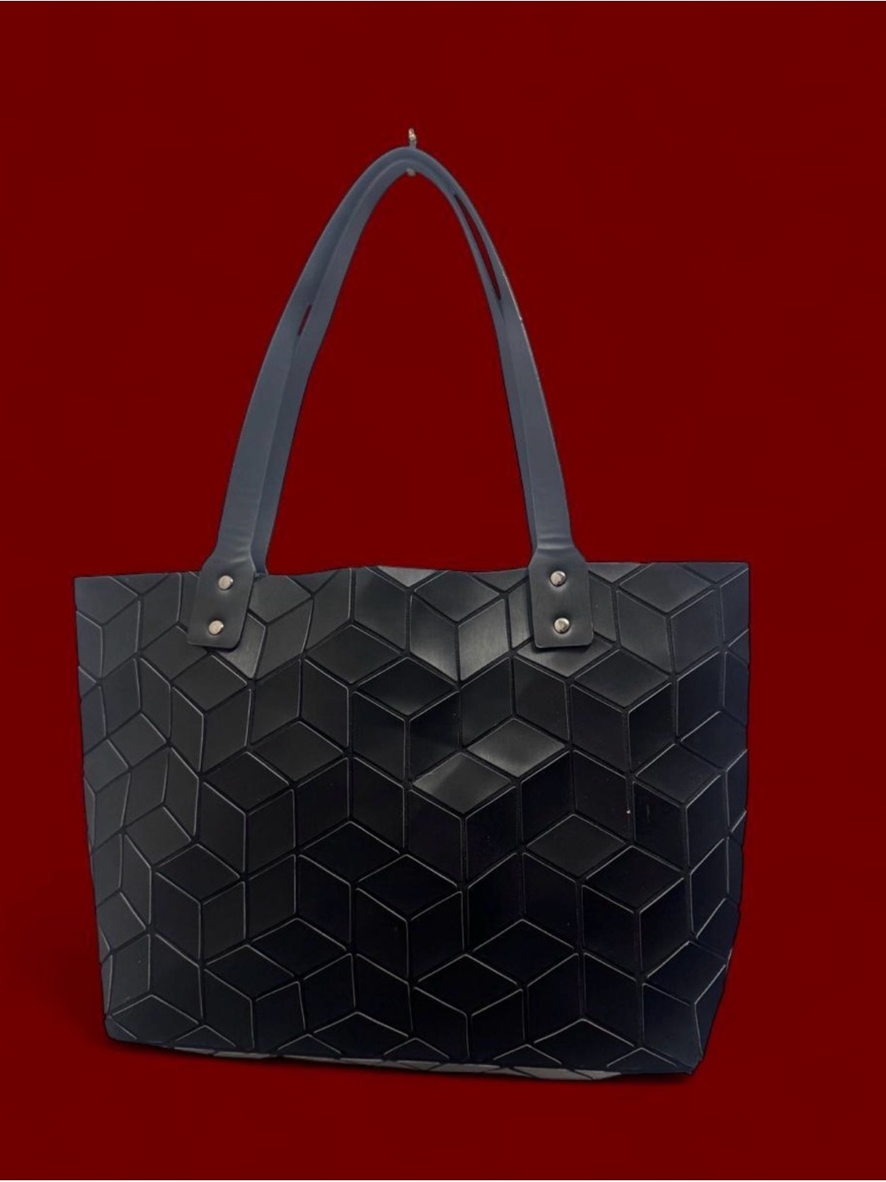 Emilio Pepe Italy Black Geometric 3D Cube Optical Illusion Tote
